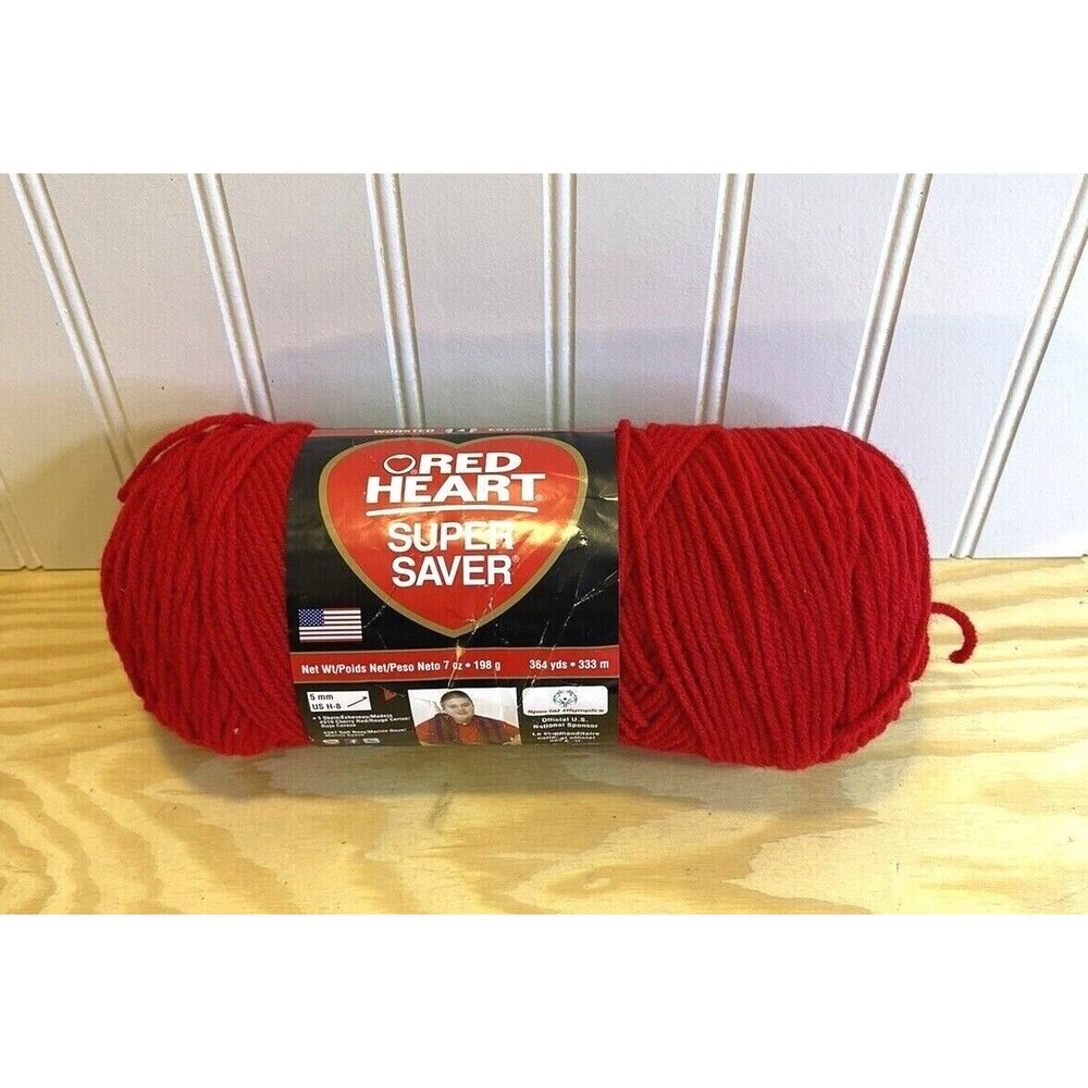 NEW SKEIN RED HEART SUPER SAVER YARN - CHERRY RED - 7 OZ, 364 YDS, #4 WGT